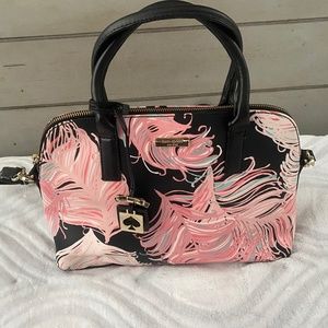 Kate Spade pink feather vinyl crossbody bag/satchel